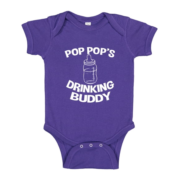 Pop Pop's Drinking Buddy Baby Bodysuit One Piece 12 mo Purple