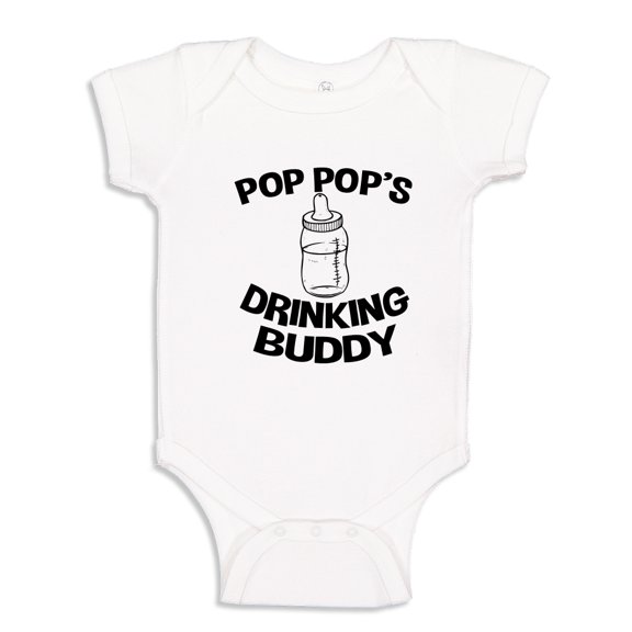 Pop Pop's Drinking Buddy Baby Bodysuit One Piece 12 mo White