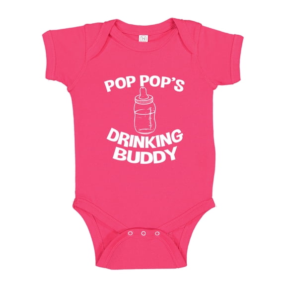 Pop Pop's Drinking Buddy Baby Bodysuit One Piece NB Cyber Pink