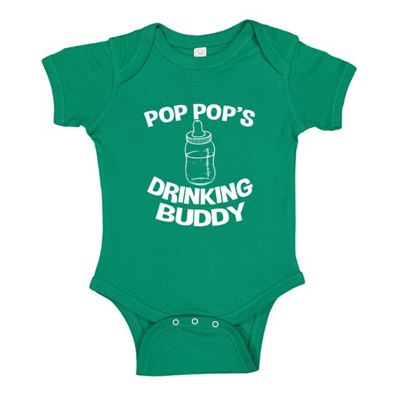 Pop Pop's Drinking Buddy Baby Bodysuit One Piece NB Kelly Green