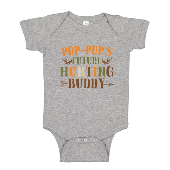 Pop-Pop's Future Hunting Buddy Baby Bodysuit One Piece NB Athletic Heather
