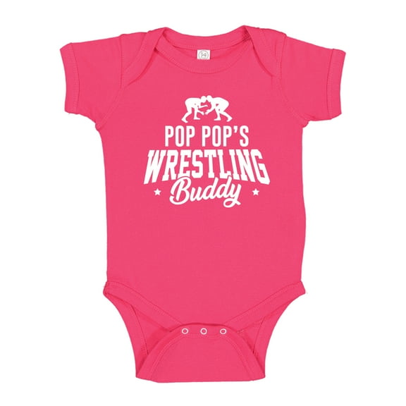 Pop Pop's Wrestling Buddy Baby Bodysuit One Piece 18 mo Cyber Pink