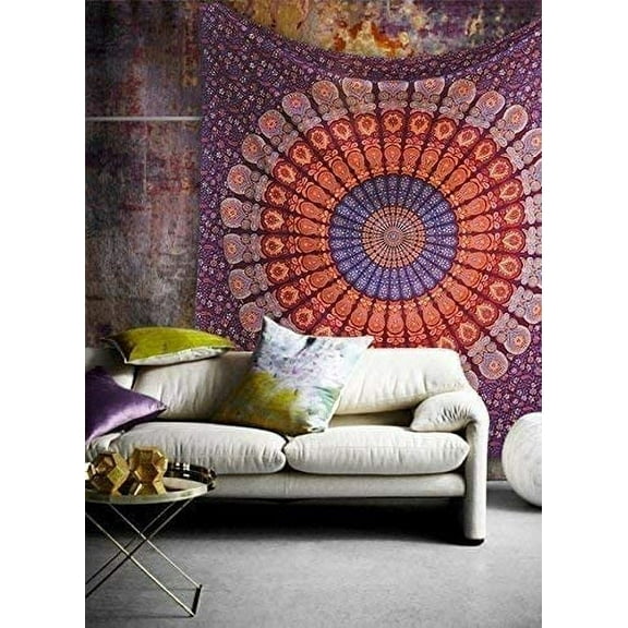 Pop Popular Handicrafts Hippie Mandala Bohemian Psychedelic Intricate Floral Design Indian Bedspread Magical Thinking Tapestry