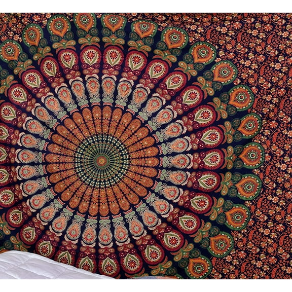 Pop Popular Handicrafts Queen Hippie Mandala Bohemian Psychedelic Intricate Floral Design Indian Bedspread Magical Thinking Tapestry