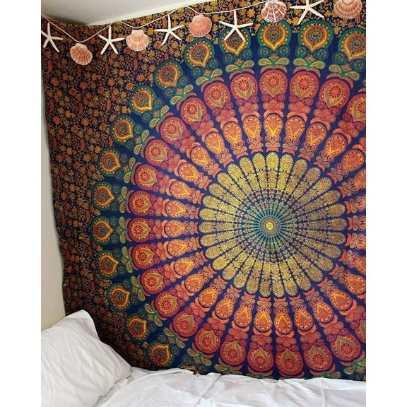 Pop Popular Handicrafts Twin Hippie Mandala Bohemian Psychedelic Intricate Floral Design Indian Bedspread Magical Thinking Tapestry