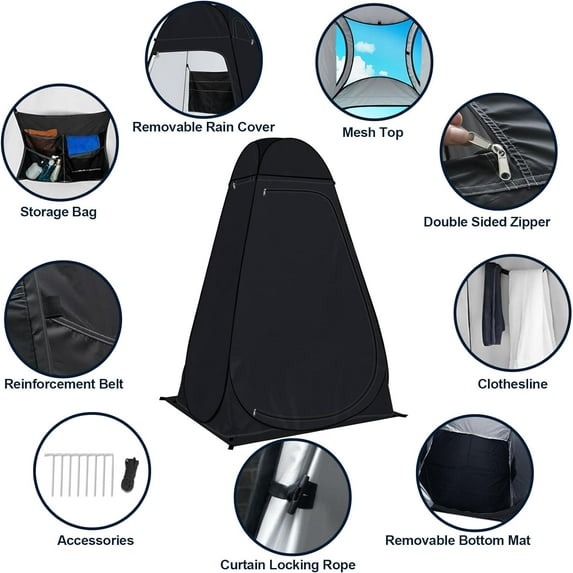 Pop Up Privacy Shower Tent Camping Portable Toilet Tent Outdoor Changing Porta-Potty Camp Bathroom Dressing Room Privacy Shelters for Hiking Beach Picnic Fishing, Extra-Tall