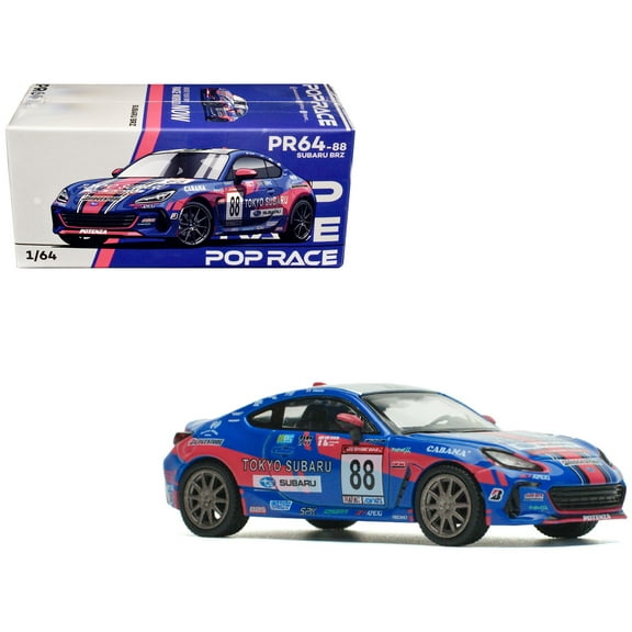 Pop Race PR640088 Subaru BRZ No.88 Blue with Graphics Tokyo Subaru Racing 1-64 Scale Diecast Model Car