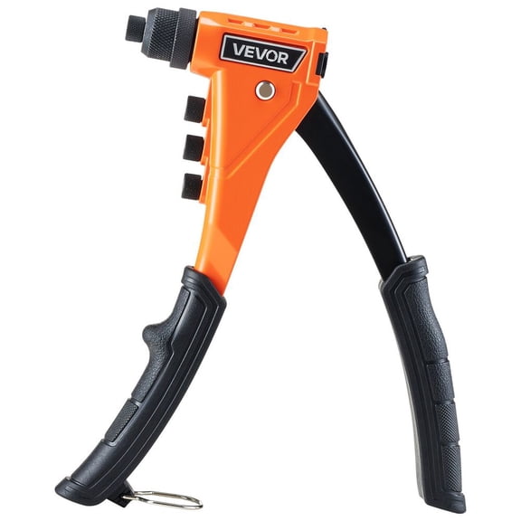 Pop Rivet Gun Kit, with 200 Blind Rivets, Heavy Duty Single Hand Riveter with 4 Interchangeable Nosepieces, 4 Drill Bits, and a Carrying Case, Manual Riveting Tool for Metal, Automotive, Home