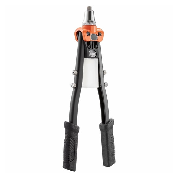 Pop Rivet Gun Kit, with 230 Blind Rivets, Two-Handed Riveter with 5 Interchangeable Nosepieces, 5 Drill Bits, and a Carrying Case, Manual Riveting Tool for Metal, Automotive, Home, and DIY