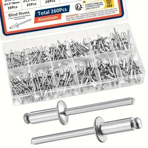 Pop Rivets Assortment Kit, 12 Sae Sizes (1/8", 5/32", 3/16") Alum. Blind Rivets