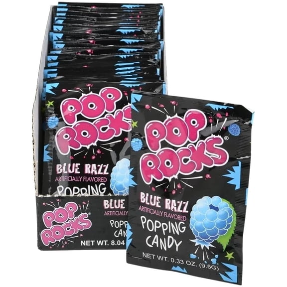 Pop Rocks Blue Razzberries (Pack of 24)  Tangy Popping Candy with Fruity Flavor  Perfect for Parties, Candy Bowls, Gifts, and Fun Snacking