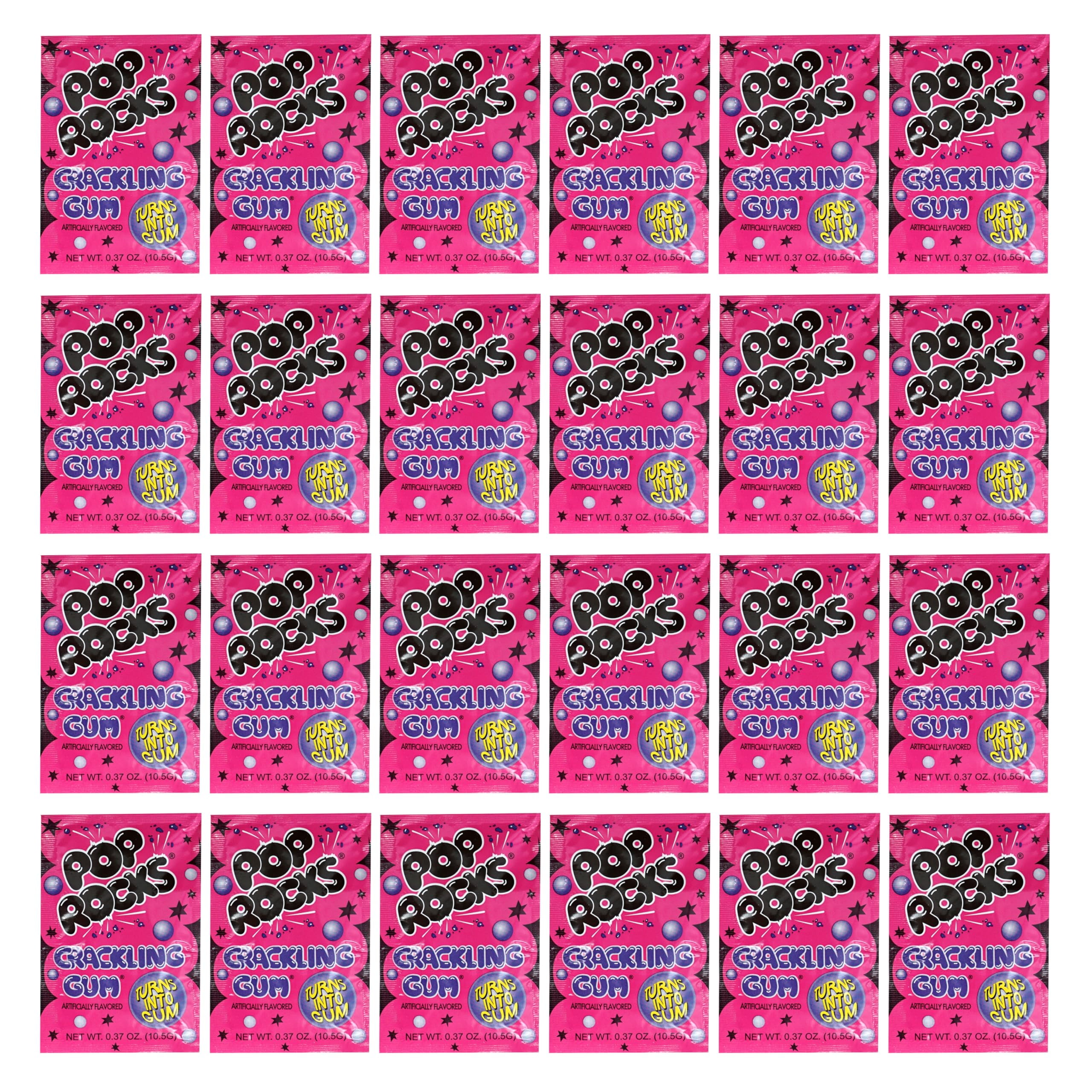 Pop Rocks Bubble Gum, 24 Pack, Popping Candy, Fun Candy