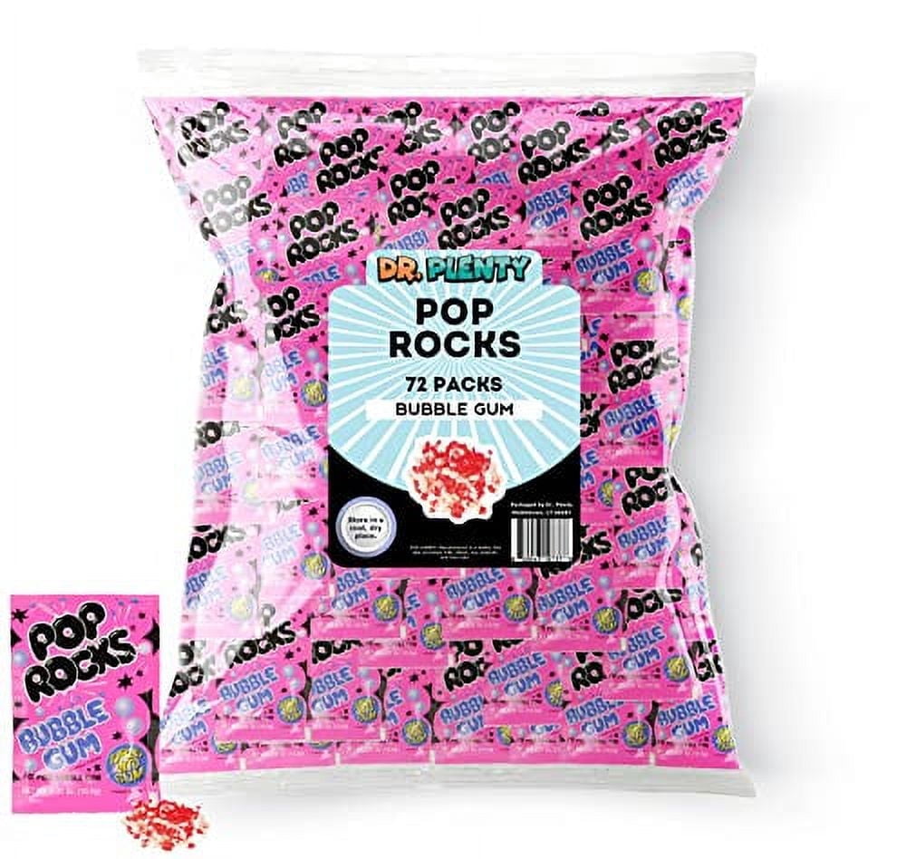 Pop Rocks Bubble Gum Bulk (0.33oz) - 72 Pack of Bubblegum Flavored Poprocks - Retro Crackling Rock Candy - By Dr. Plenty