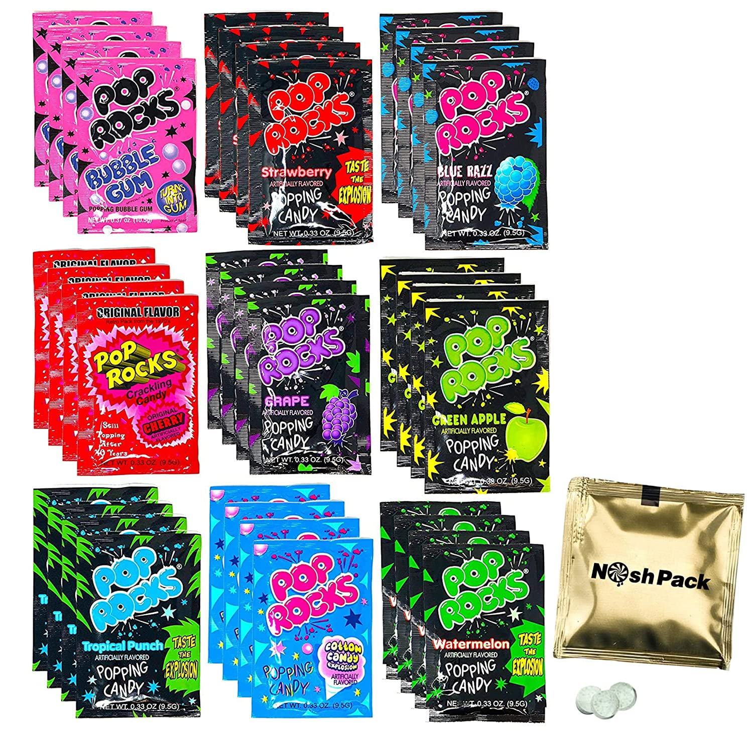 Pop Rocks Candy Bulk Variety, 36 Count Individually Wrapped Classic Pop ...