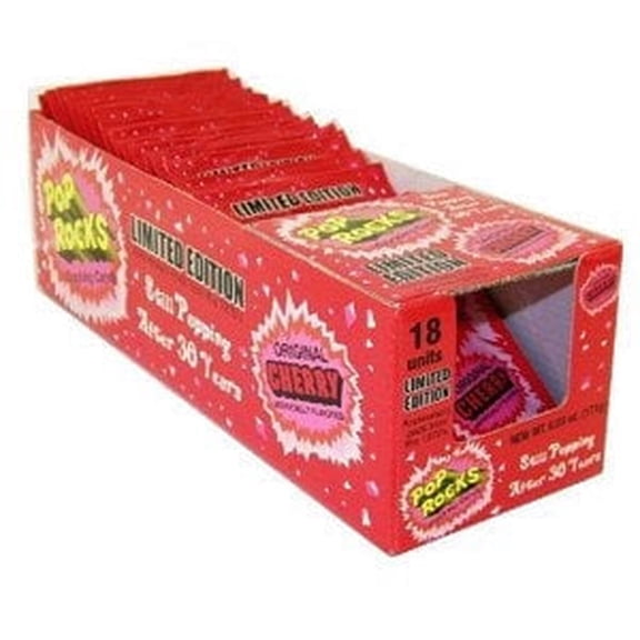 Pop Rocks Cherry Popping Candy, Pack of 24, Individually Wrapped Fizzy Crackling Candy Pack