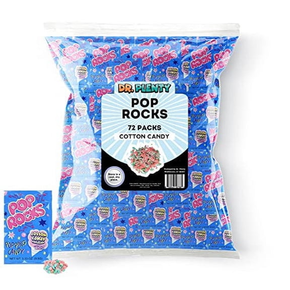 Pop Rocks Cotton Candy Bulk (0.33oz) - 72 Pack of Cotton Candy Flavored Poprocks - Retro Crackling Rock Candy - By Dr. Plenty