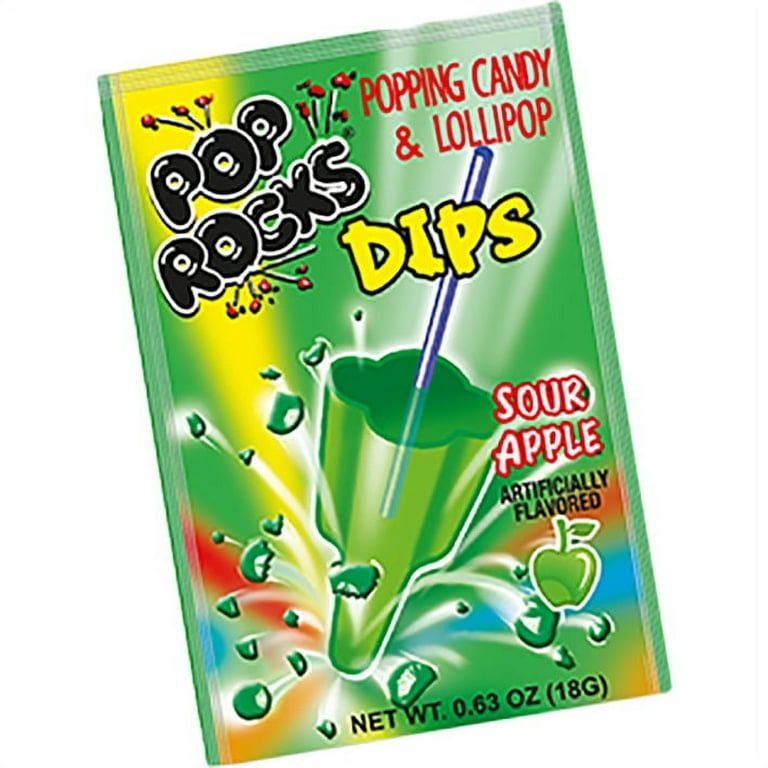 Pop Rocks Dips, Popping Candy & Lollipop, Sour Apple Flavor - 18 Count  Display Box