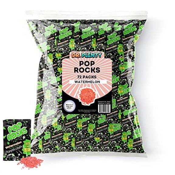 Pop Rocks Watermelon Bulk (0.33oz) - 72 Pack of Water Melon Flavored Poprocks - Retro Crackling Rock Candy - By Dr. Plenty