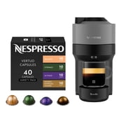 Nespresso Vertuo Pop Coffee and Espresso Maker, Dark Grey, with Nespresso Vertuo Coffee Discovery Variety Pack 40 Count Bundle