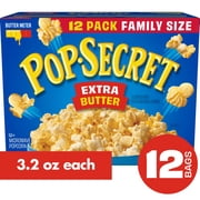 Pop Secret Microwave Popcorn, Extra Butter Flavor, 3.2 oz Sharing Bags, 12 Ct
