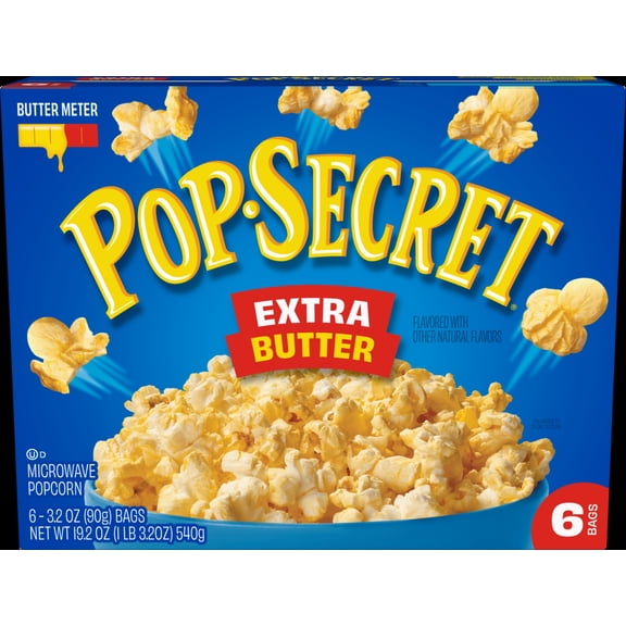 Pop Secret Microwave Popcorn, Extra Butter Flavor, 3.2 oz Sharing Bags, 6 Ct