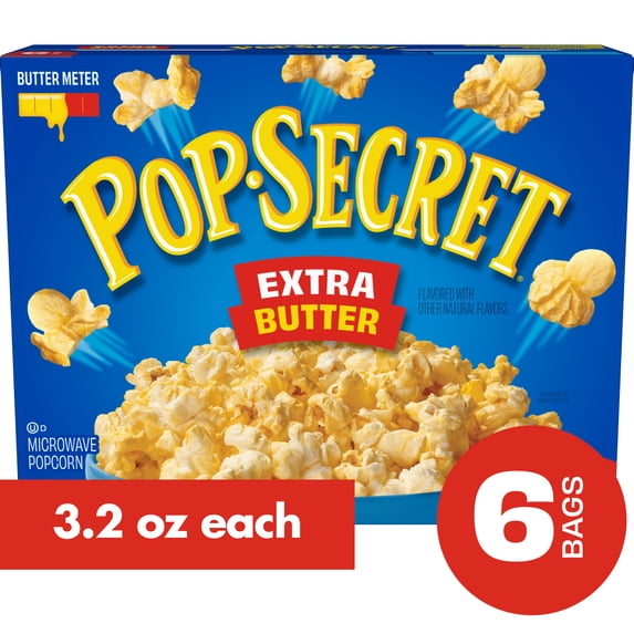 Pop Secret Microwave Popcorn, Extra Butter Flavor, 3.2 oz Sharing Bags, 6 Ct