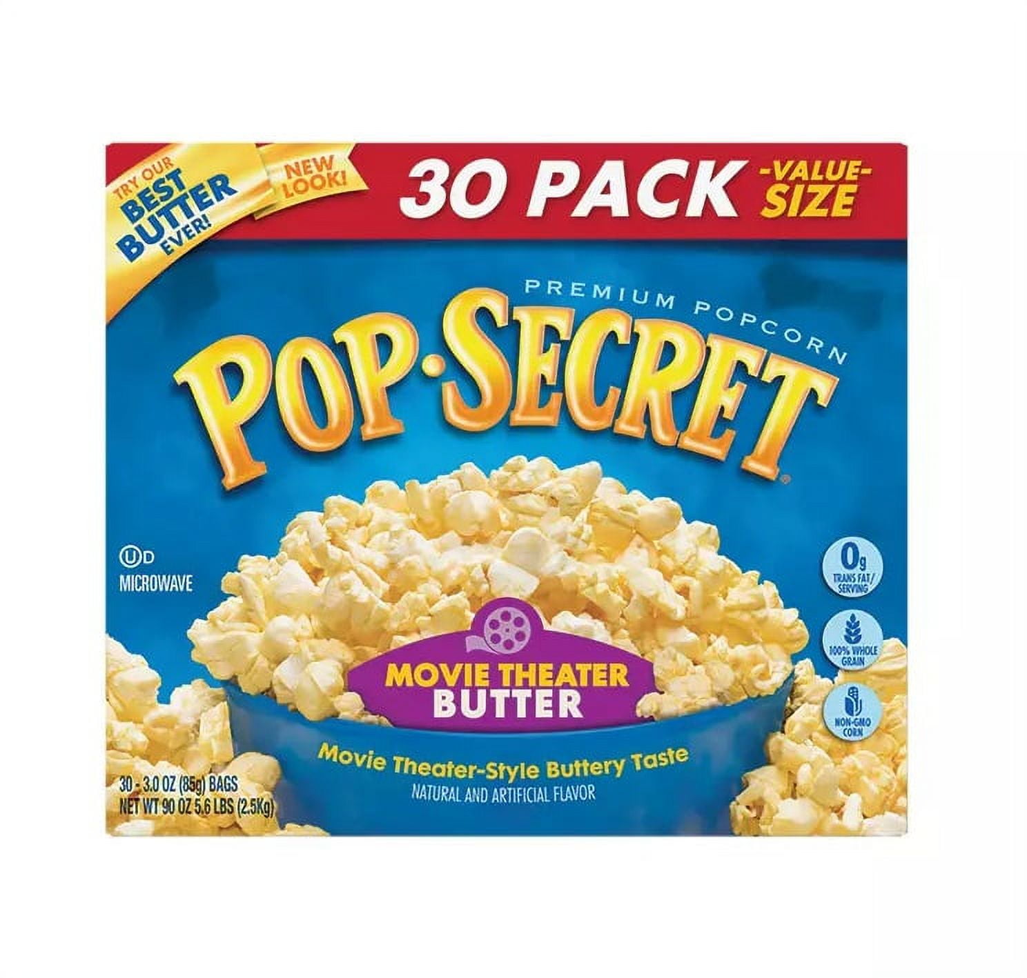 Pop Secret Premium Popcorn Movie Theater Butter, 3 oz, 30 Count