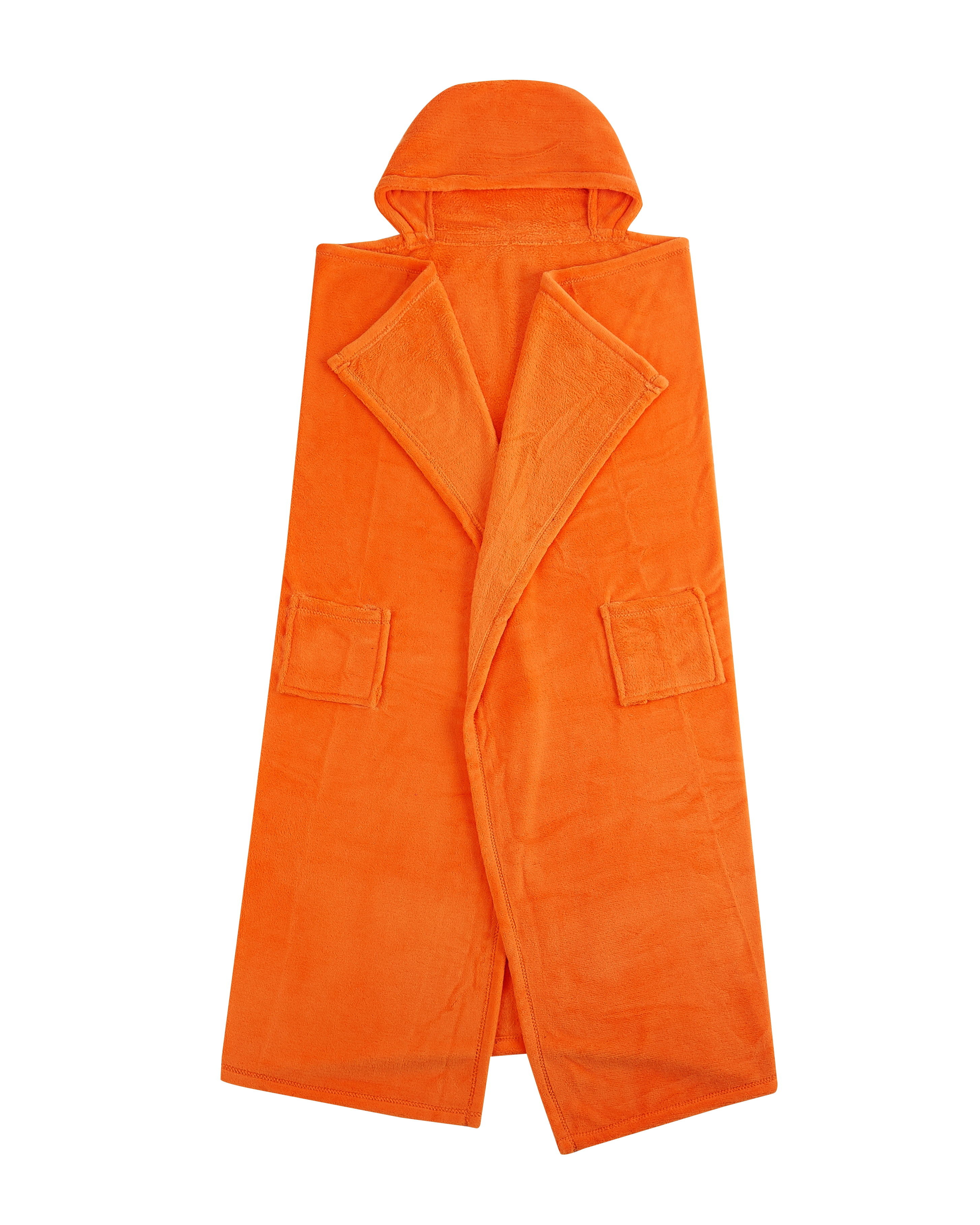 Pop Shop University Plush Hooded Throw Blanket with Pockets, Orange, Standard Throw