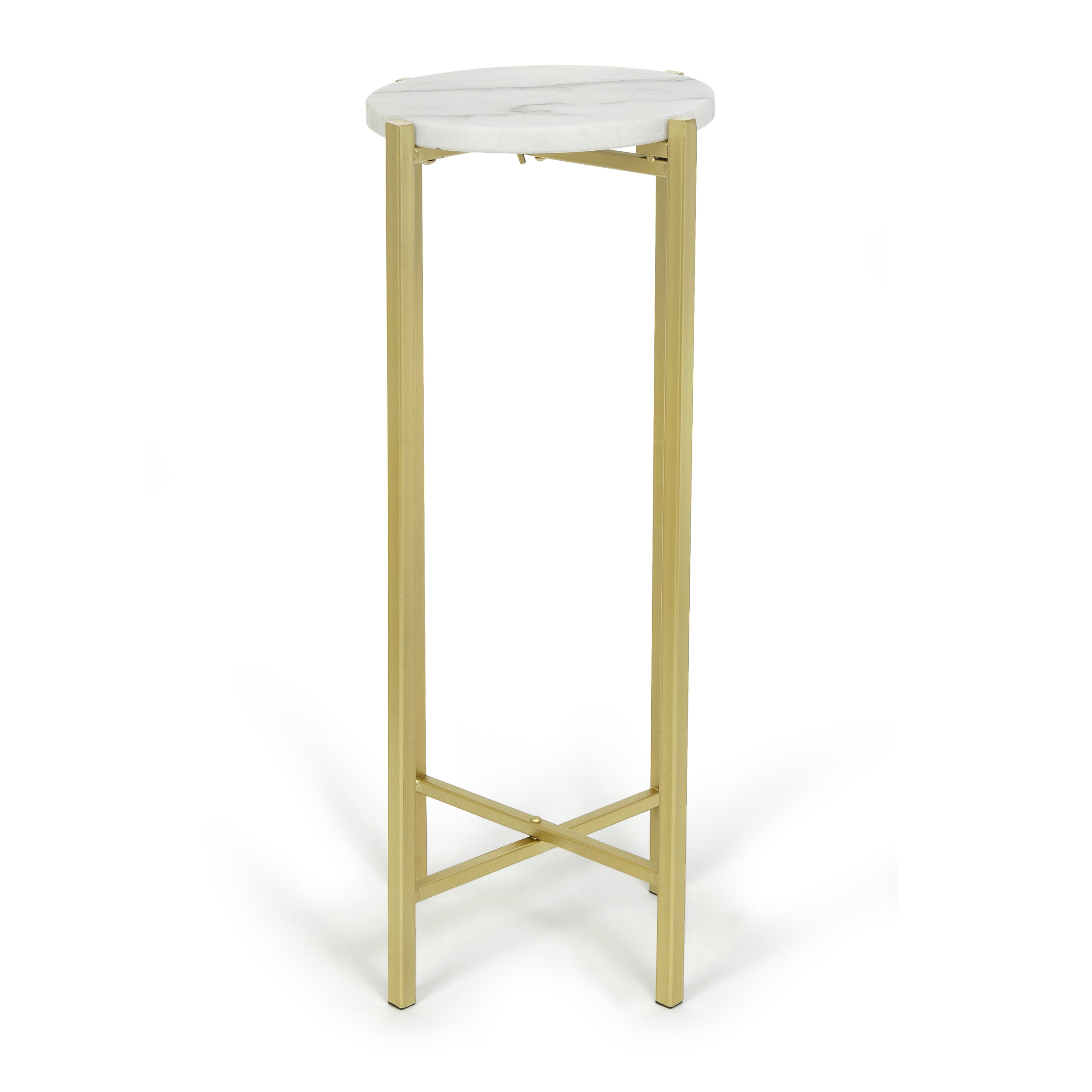 White Marble and Gold Collapsible Drink Table