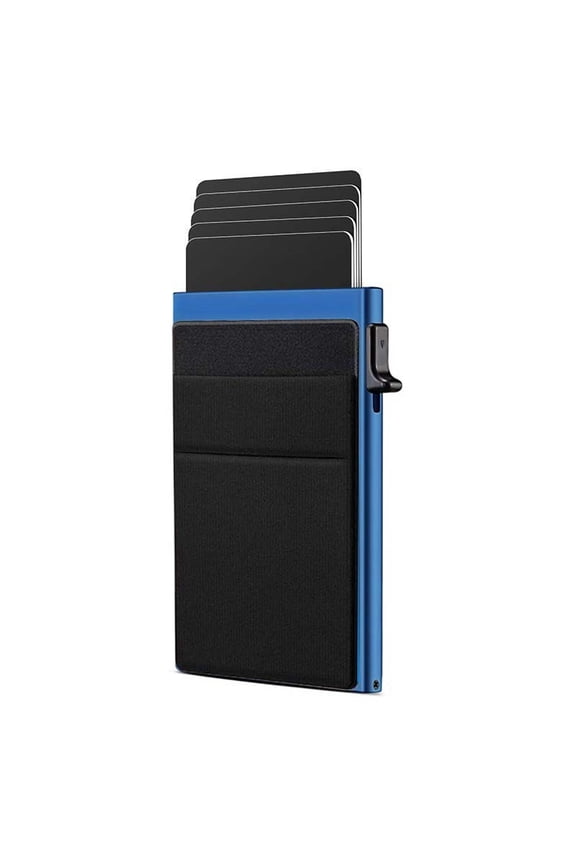 Pop up Slim Card Holder RFID Blocking with Money Pocket Minimalist Card Wallet for Women and Men Aluminum Metal Credit Card Case for Cards and Notes and Coins