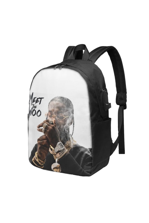 Pop Smoke Backpack For Men Women Teen , Water Resistant Casual Daypack Fits Laptop With Usb Charging Port,17 In Bookbag For Travel,School,Hiking,Gift
