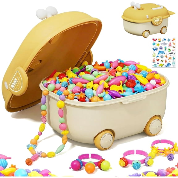 Pop Snap Beads Kit, 711 Pcs DIY Jewelry Making Supplies, Creative Arts Crafts Beads for Bracelets Necklaces Rings, Reusable Pop Bead Set with Storage Case, Perfect Birthday Gifts for All Ages