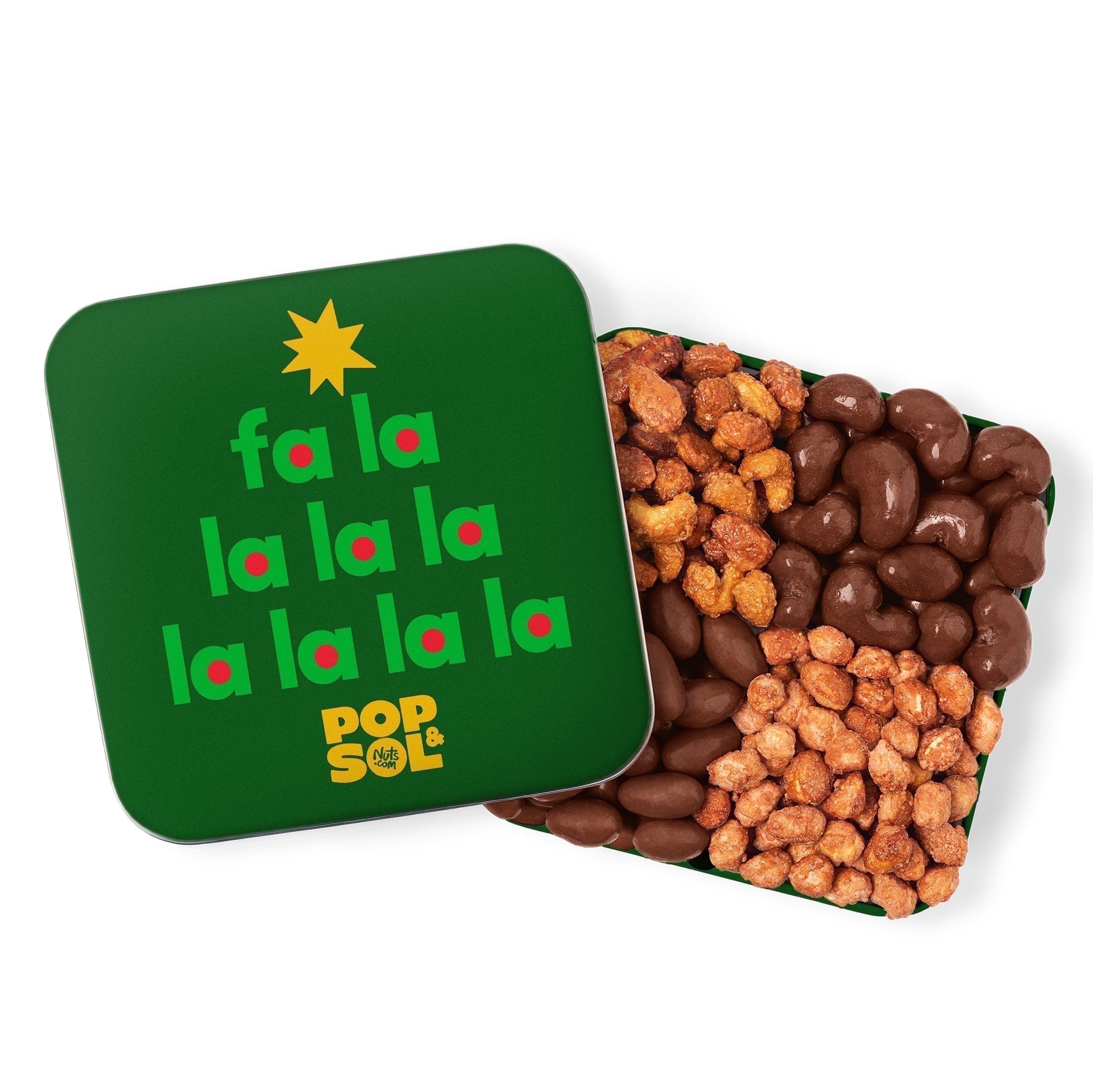 Walmart Deal of Walmart Black Friday Deals 2025 - Pop & Sol by Nuts.com, Fa La La Milk Chocolate Cashew, Almond and Candied Nut Holiday Gift Tin, 20 oz