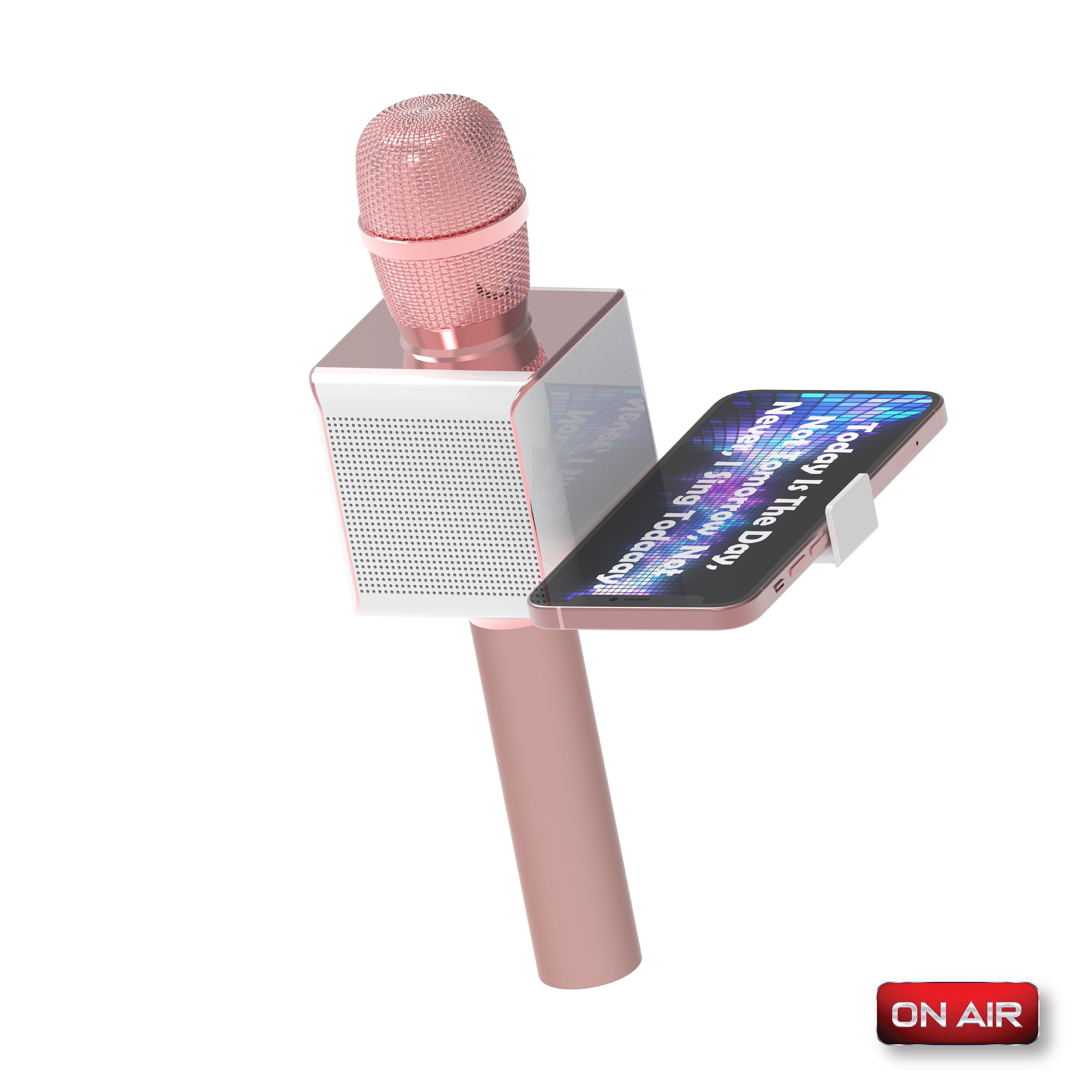 Pop Solo Bluetooth Karaoke Microphone, Rechargeable Microphone and Speaker  with Smartphone Holder