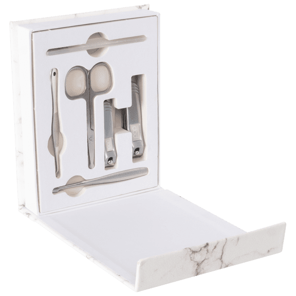 Pop Sonic 6-Piece Nail Kit & Case Set (White Marble)