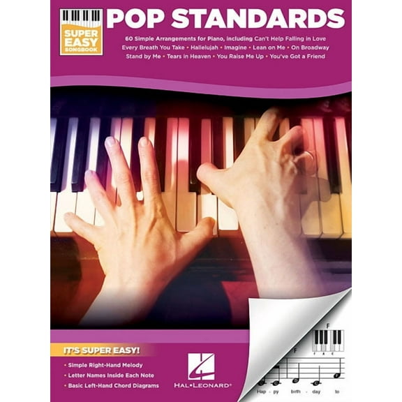Pop Standards - Super Easy Songbook Beginner Piano Sheet Music 60 Classic Songs with Simple Right-Hand Melodies and Chor, (Paperback)