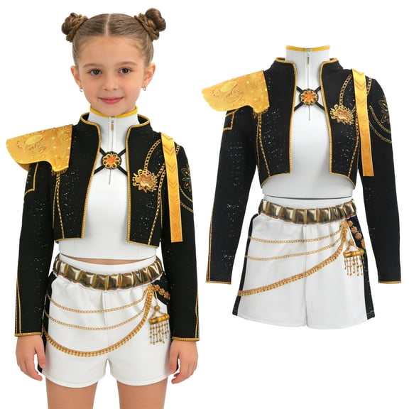 Pop Star Idol Cosplay Outfit 4 Pack, Outfit with Shoulder Accessory Set, Halloween Costume for Anime Singer Masquerade Birthday Party