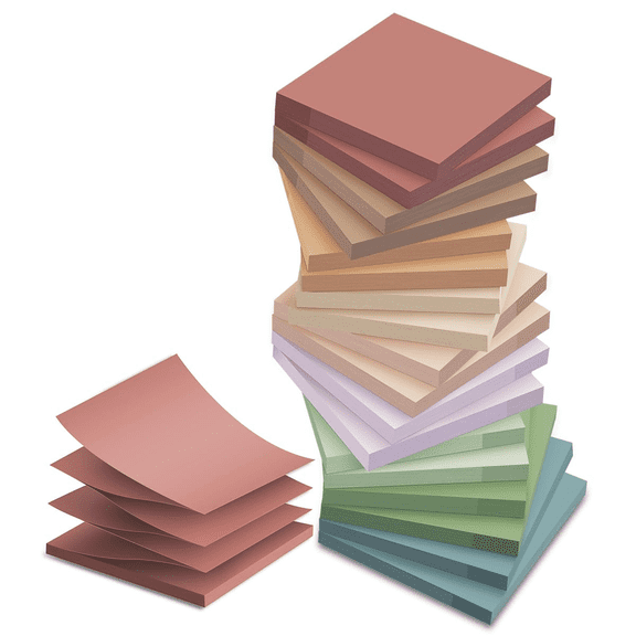 Pop Up Sticky Notes Refill, 3x3 Inch Accordion Notepads with Super Sticking Power, Self-Stick Memo Pads for Office and Home Use, Vintage Multicolor Bulk Pack of 18, Post on Windows Doors Whiteboards