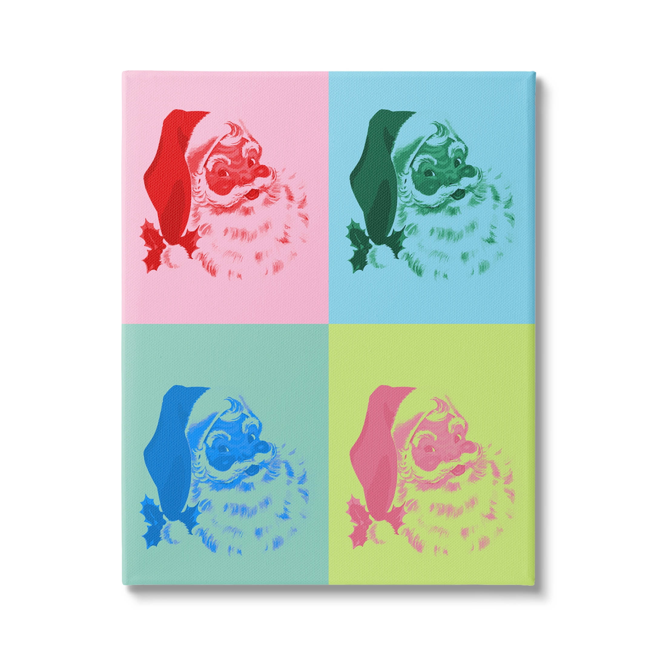 Pop Style Christmas Santa Holiday Graphic Art Gallery Wrapped Canvas Print Wall Art