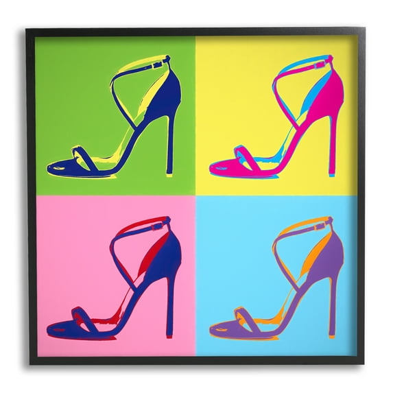 Pop Style High Heel Shoe Vivid Square Blocks Beauty & Fashion Graphic Art Framed Art Print Wall Art