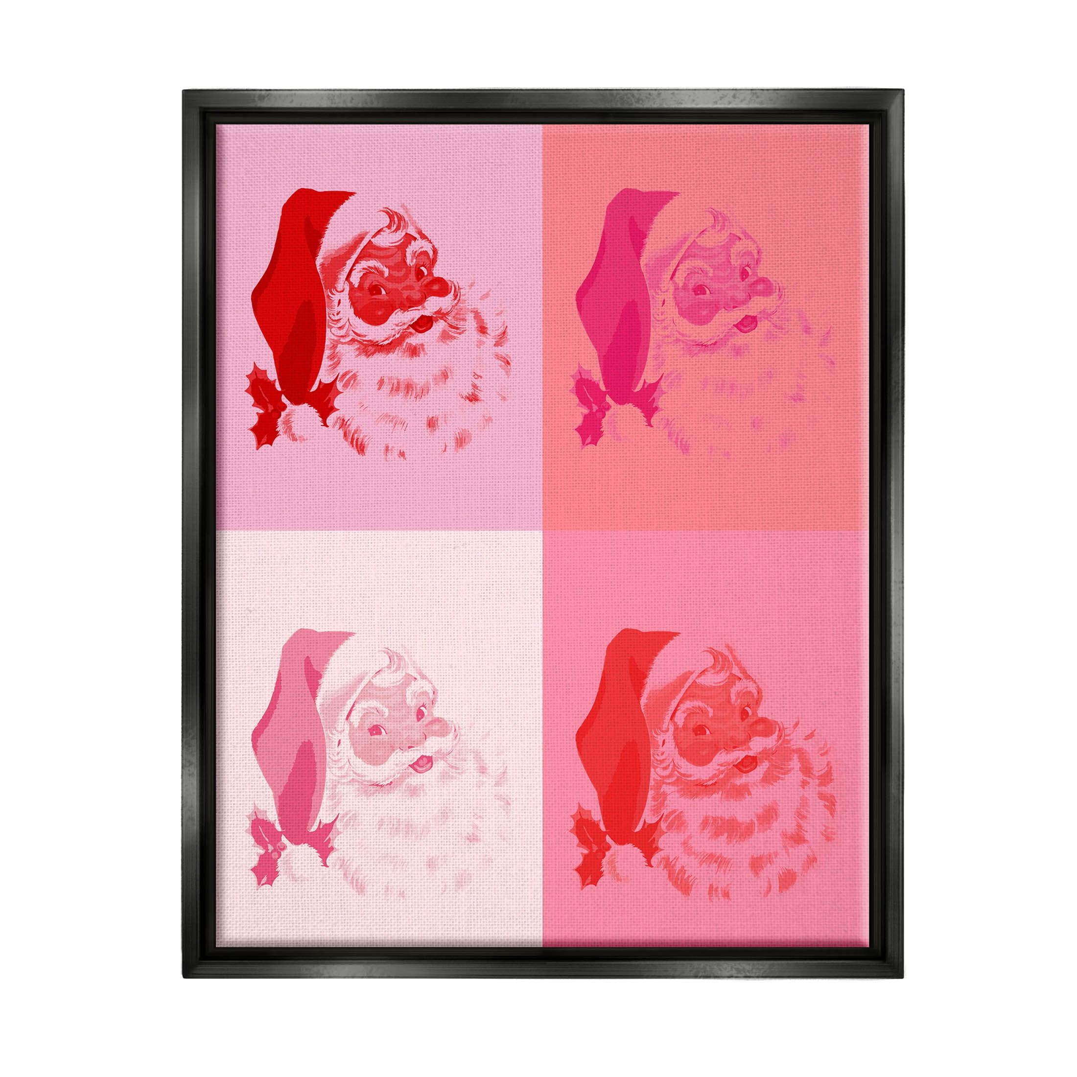 Pop Style Pink Santa Claus Holiday Graphic Art Jet Black Framed Art Print Wall Art