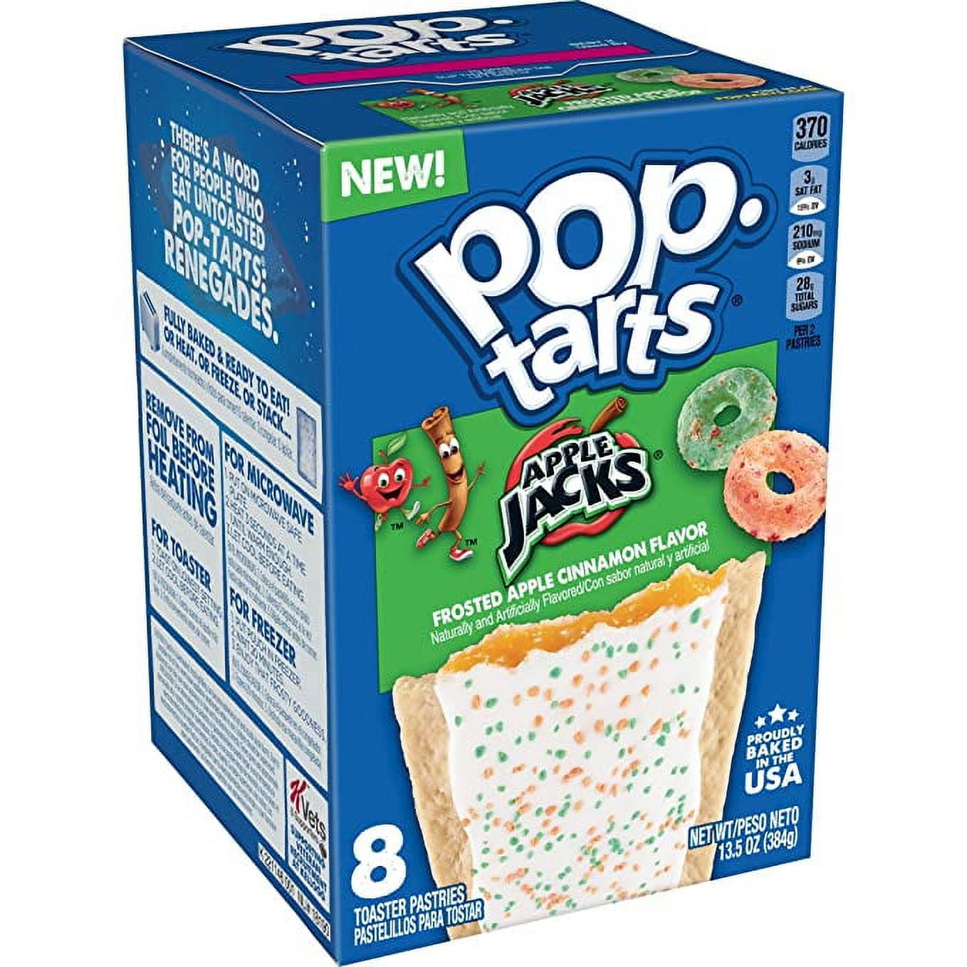 Pop-Tarts Apple Jacks Toaster Pastries, Breakfast Foods, Kids Snacks, Frosted Apple Cinnamon Flavor, 13.5oz Box (8 Pop-Tarts)