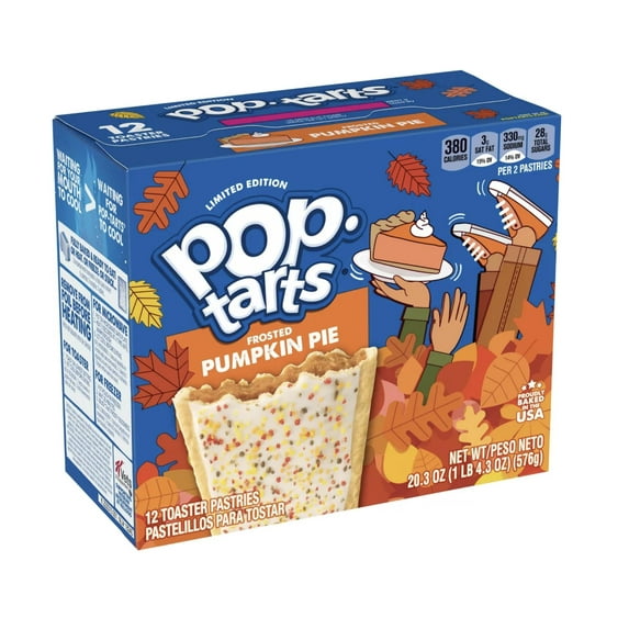 Pop-Tarts Breakfast Toaster Pastries, Frosted Pumpkin Pie Flavored, 20.3 Oz, Pack of 12