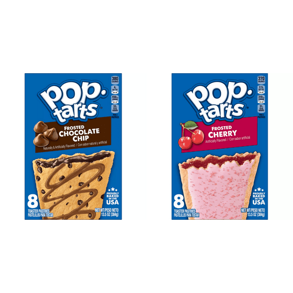 Pop-Tarts Chocolate Chip Drizzle Toaster Pastries, 13.5 oz, 8 ct Pop-Tarts Frosted Cookies and Creme Toaster Pastries, 13.5 oz,