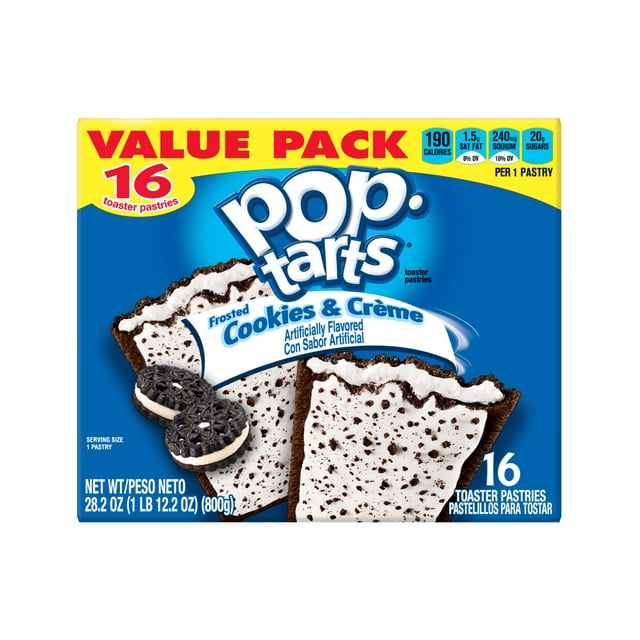 Pop-Tarts Cookies and Creme Breakfast Toaster Pastries, 28.2 oz, 16 Count