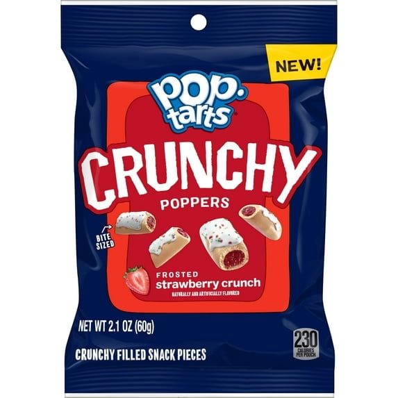 Pop-Tarts Crunchy Poppers Frosted Strawberry Crunch,6 Pack, 2.1 oz Bite-Size Filled Snack Pieces