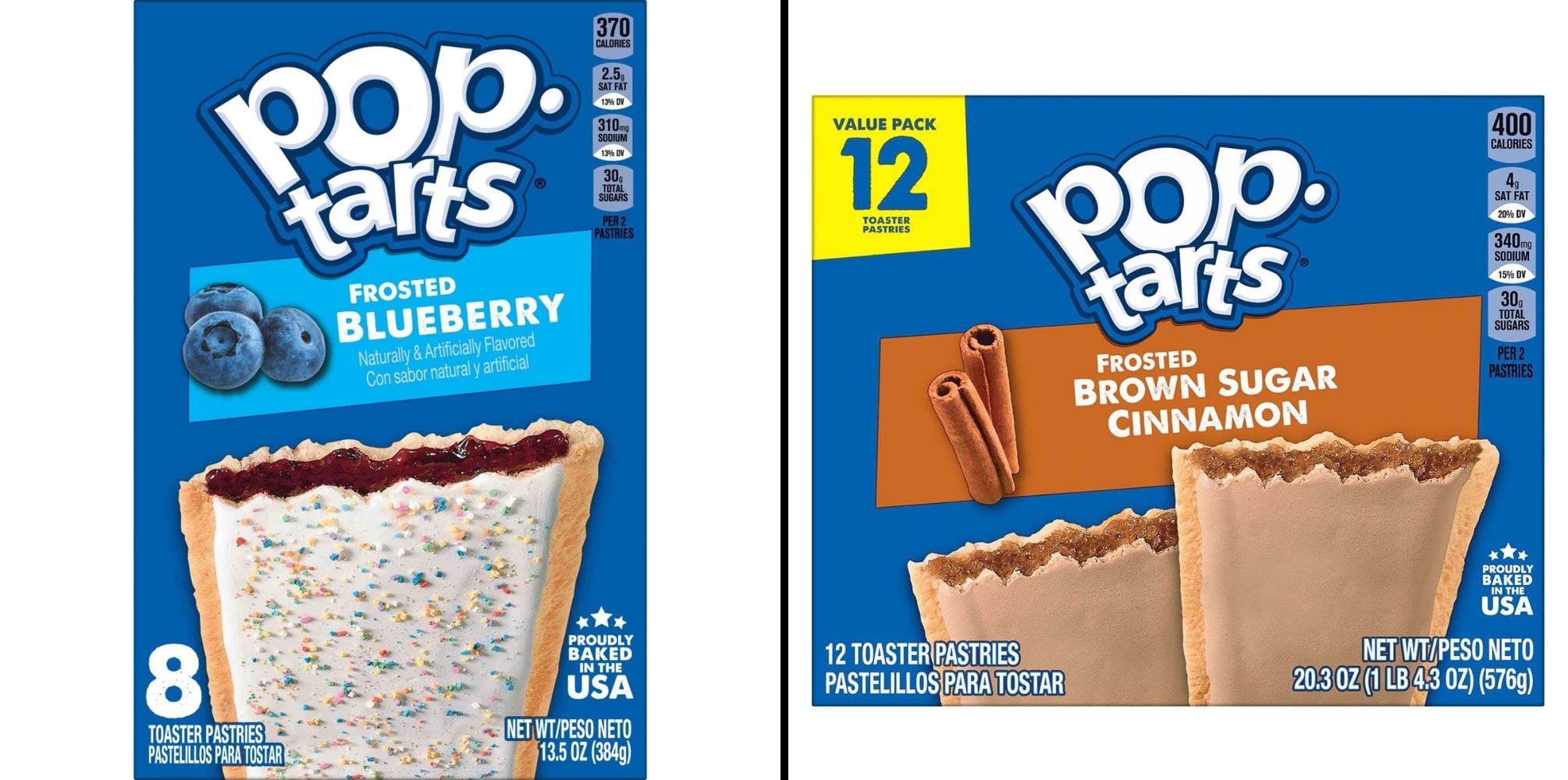 Pop-Tarts Frosted Blueberry Toaster 13.5 oz 8 ct & Pop-Tarts Frosted Brown Sugar Cinnamon 20.3 oz 12 ct