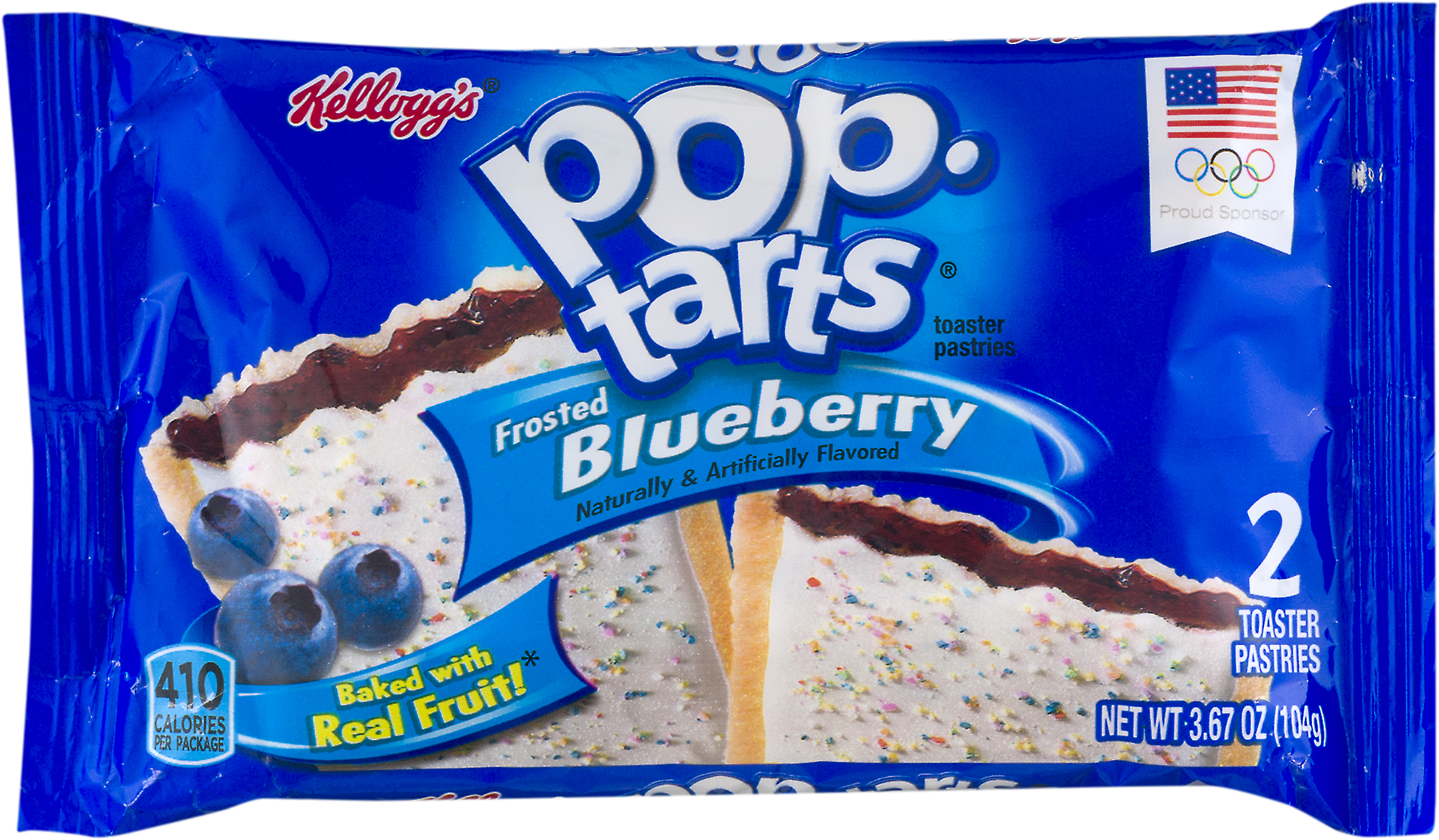 Pop-Tarts Frosted Blueberry Toaster Pastries, 2 count, 3.3 oz