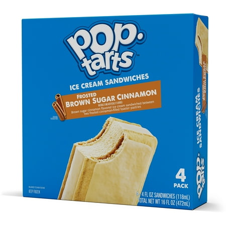 Pop-Tarts Frosted Brown Sugar Cinnamon Ice Cream Sandwiches, 4 fl oz, 4 pack (Frozen)