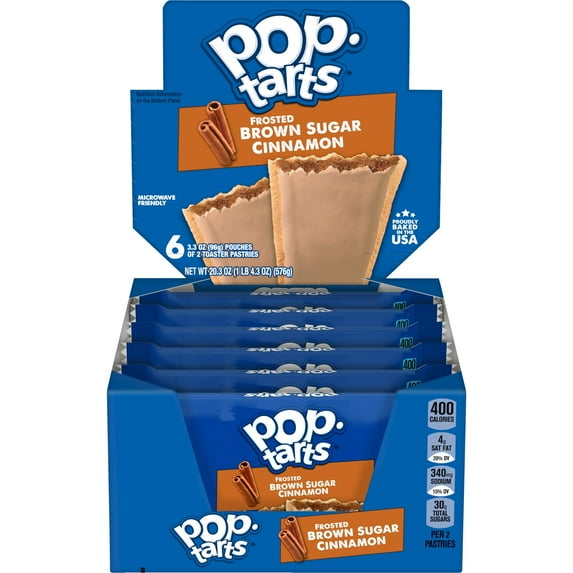 Pop-Tarts Frosted Brown Sugar Cinnamon Toaster Pastries, Breakfast Foods, Shelf-Stable, 20.3 oz (12 Count)